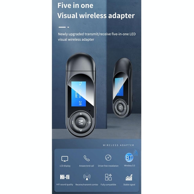 Lcd Bluetooth 5.0 Adapter Receiver / Transmitter - Black-1915196692630736897