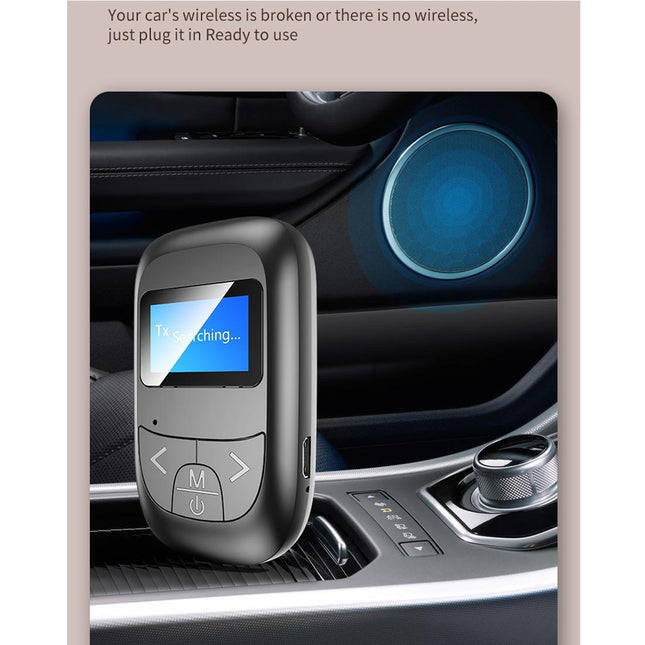 2-In-1 Bluetooth Adapter With Lcd Display - Black-1915196712738230275