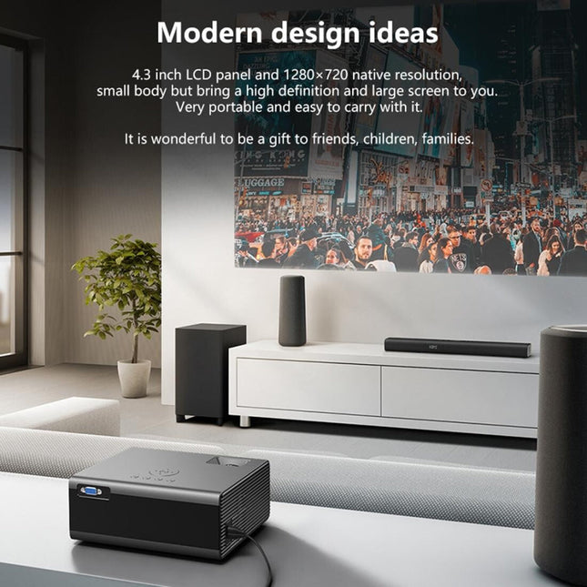 2200 Lumens Mini Led Projector For Home Theater - Hdmi / Av / Vga / Usb - Silver-1915196594010066945