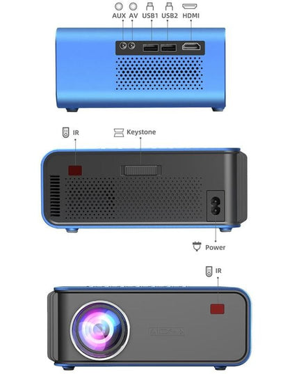Portable Home Theater Projector - 1200 Lumens 1024X600 Resolution Blue-1915196653707595778