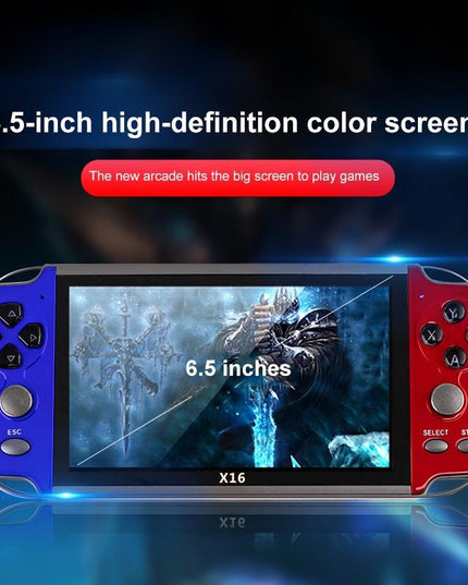 X16 Classic Handheld Game Console - 6.5 Screen 8Gb Memory - Blue & Red-1915197131518513153