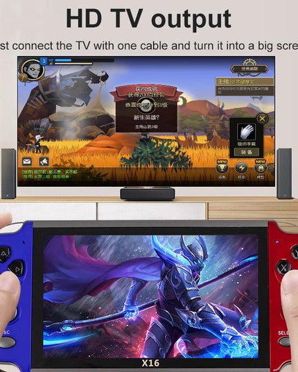 X16 Classic Handheld Game Console - 6.5 Screen 8Gb Memory - Blue & Red-1915197131518513155