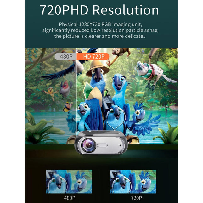 720P Home Theater Projector - 200 Ansi Lumens - Silver Grey-1915196653896339459