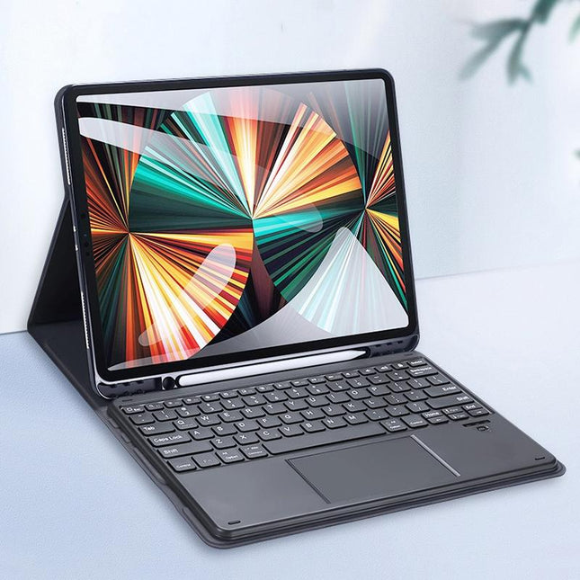 12.9 Ipad Pro Leather Case With Bluetooth Keyboard & Touchpad - Black-1915196648724762624