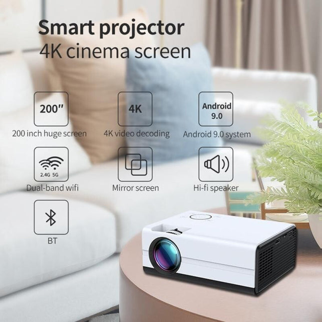 Mini Lcd Digital Projector - 2200 Lumens - Android - White / Black - 800X480-1915196657541189633