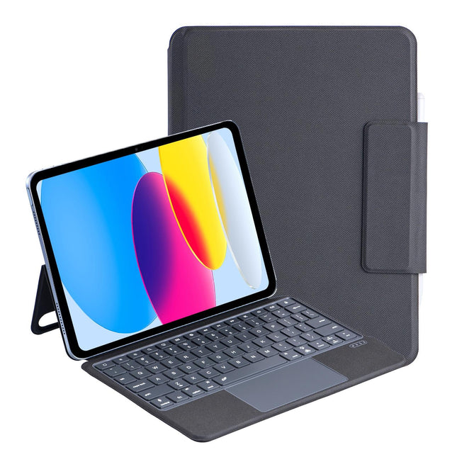 10.9 Ipad 10Th Gen 2022 Bluetooth Keyboard Case - Black Leather With Backlight-1915197122005831680