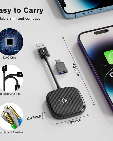 Wireless Carplay Adapter For Iphone - Usb & Usb-C-1915196941638176773