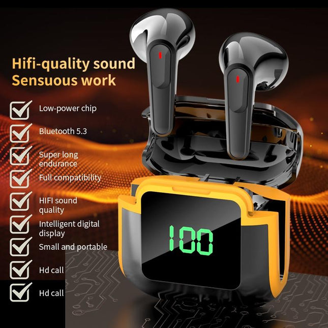 Intelligent Bluetooth Earphones With Digital Display - Pro 90 Hifi Black-1915197147087769602