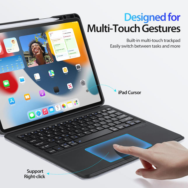 Wireless Bluetooth Keyboard Tablet Case For Ipad Pro 12.9 - Magnetic - Black-1922443430873665543