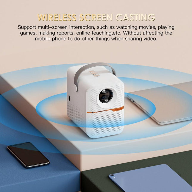 Portable Wifi Projector With Android 10 Os And Hd Display - White-1915196654219300870