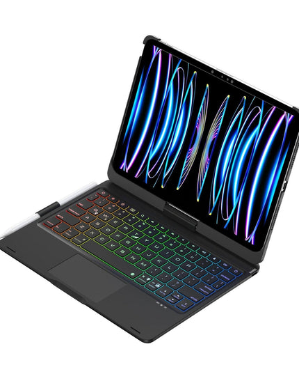 360 Degree Rotating Bluetooth Keyboard Leather Case For Ipad Pro 11 With Backlight - Black-1915197148748713984