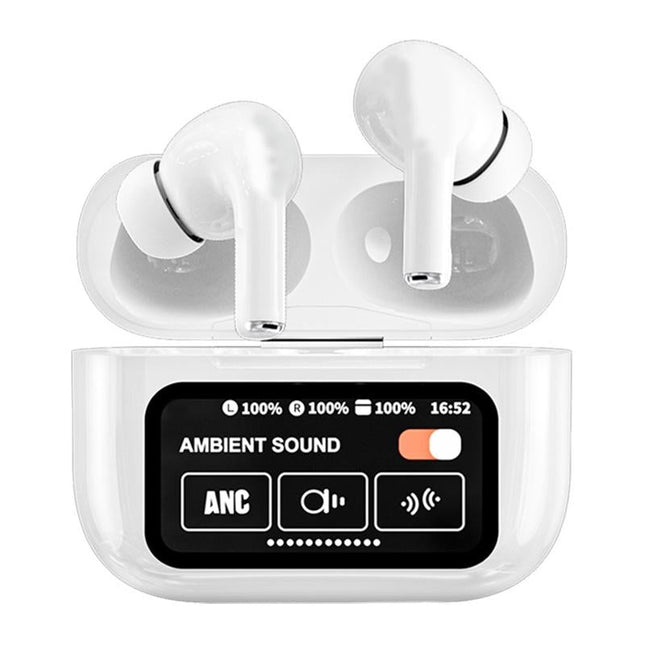 Wireless Bluetooth Earphone With Touch Screen & Noise Reduction - White-1915196825372069895