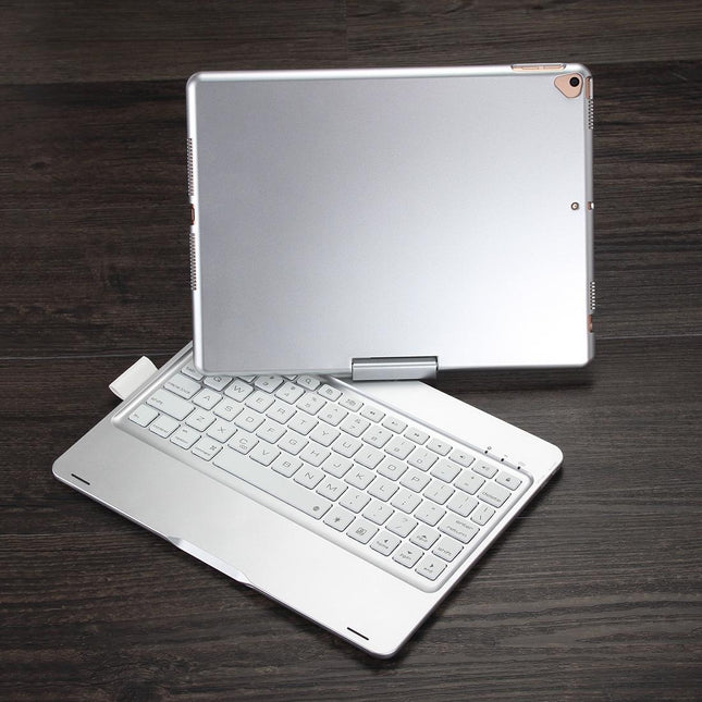 Rotatable Bluetooth Keyboard Leather Case For Ipad 10.2 With Backlit Pen Slot - Silver-1915196596543426562