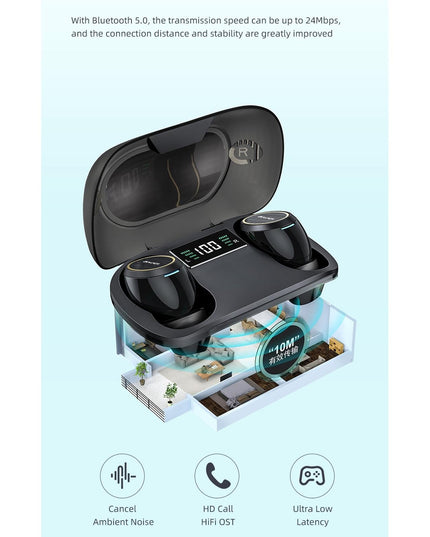 Wireless Active Noise Reduction Earphones - Black-1915196709240180740