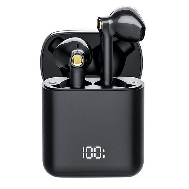 Waterproof Bluetooth Earphones With Digital Display - Black-1915196734078849024
