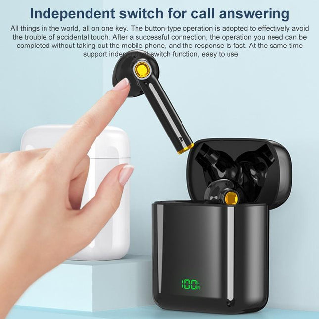 Waterproof Bluetooth Earphones With Digital Display - Black-1915196734078849027