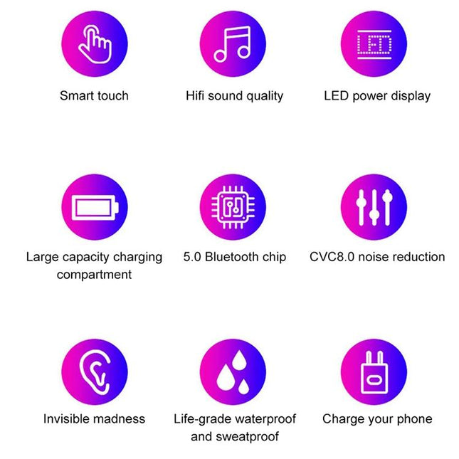 Wireless Bluetooth Headset With Touch Control And Charging Case - V5.0-1915198389801324550