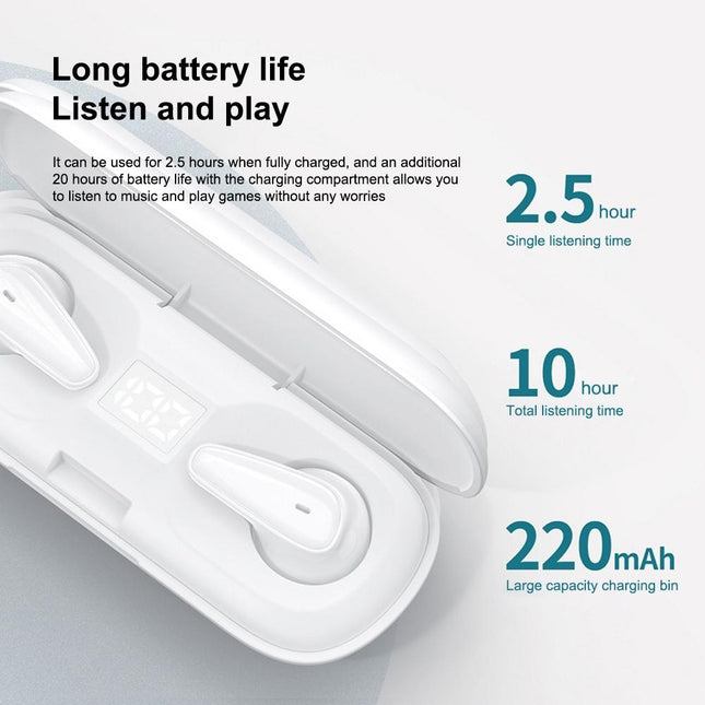 Waterproof Bluetooth 5.0 Earphones With Charging Box - White Deer Series-1915197480841121796