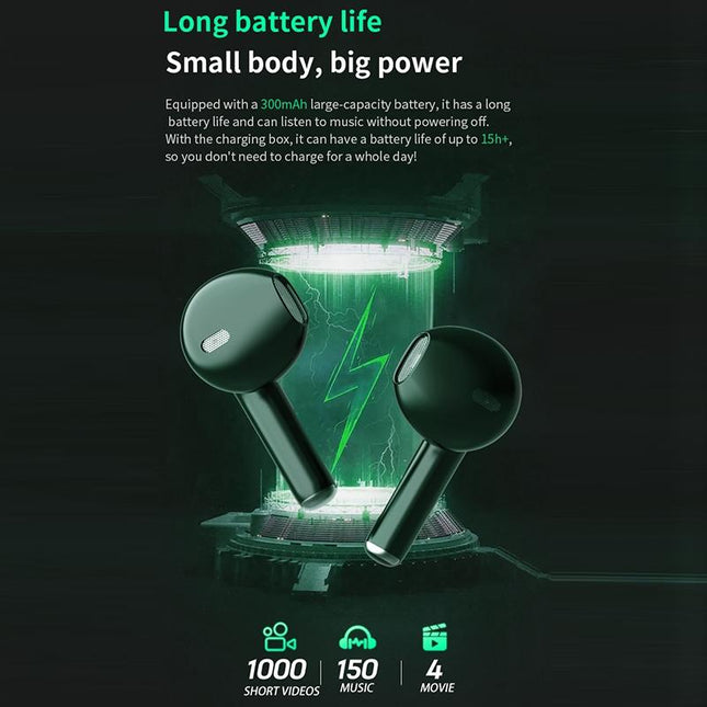 Wireless Bluetooth 5.3 Earphones - Black Ipx6 Edc-1915196506898567175