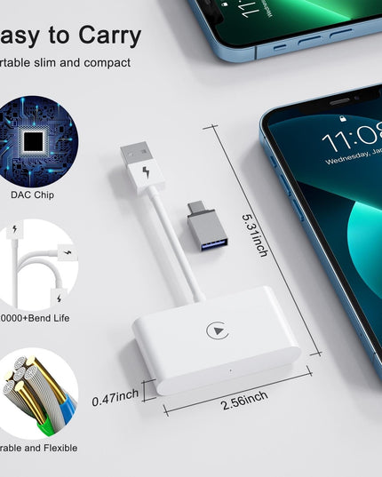 Wireless Carplay Adapter For Iphone - Usb & Usb-C-1915196637609857030