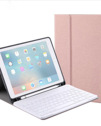 Silk Texture Bluetooth Keyboard Tablet Case For Ipad Air 2 / 1 Pro 9.7 2017 / 2018 With Stand & Pen Slot - Rose Gold-1915196544437587973