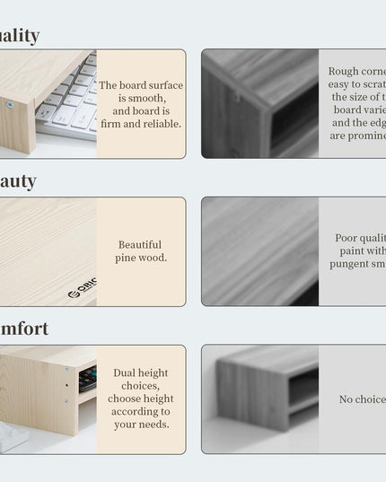 Natural Wood Monitor Stand - Holds Computer Screen-1915196985112137734