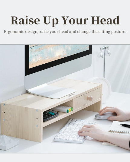 Natural Wood Monitor Stand - Holds Computer Screen-1915196985112137735