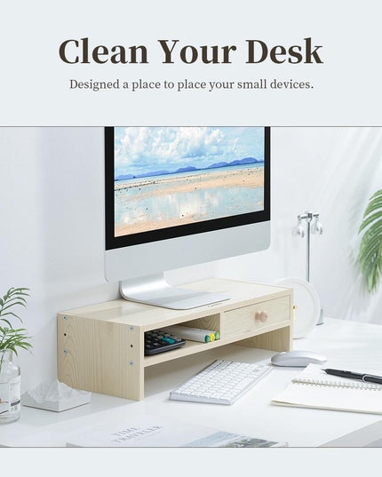 Natural Wood Monitor Stand - Holds Computer Screen-1915196985112137737
