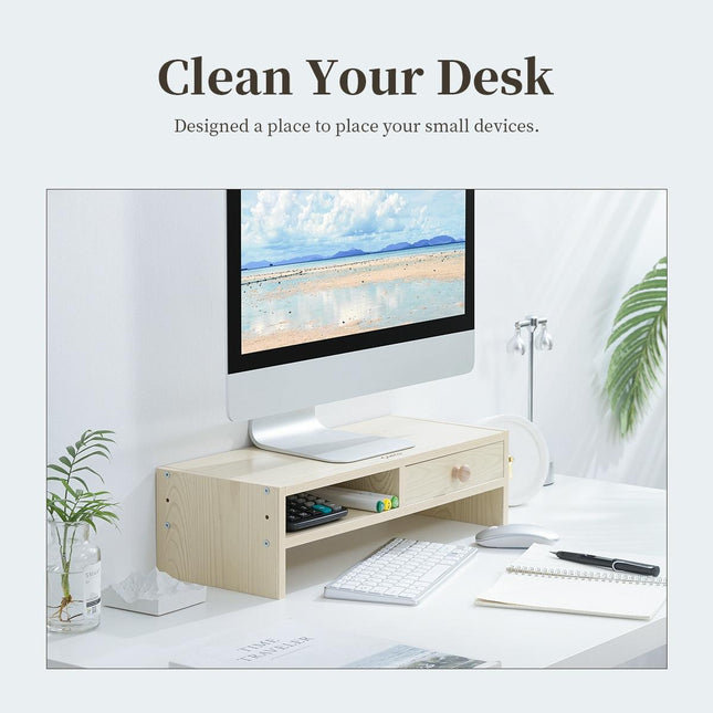 Natural Wood Monitor Stand - Holds Computer Screen-1915196985112137737