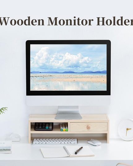 Natural Wood Monitor Stand - Compact Design-1915198222012387333