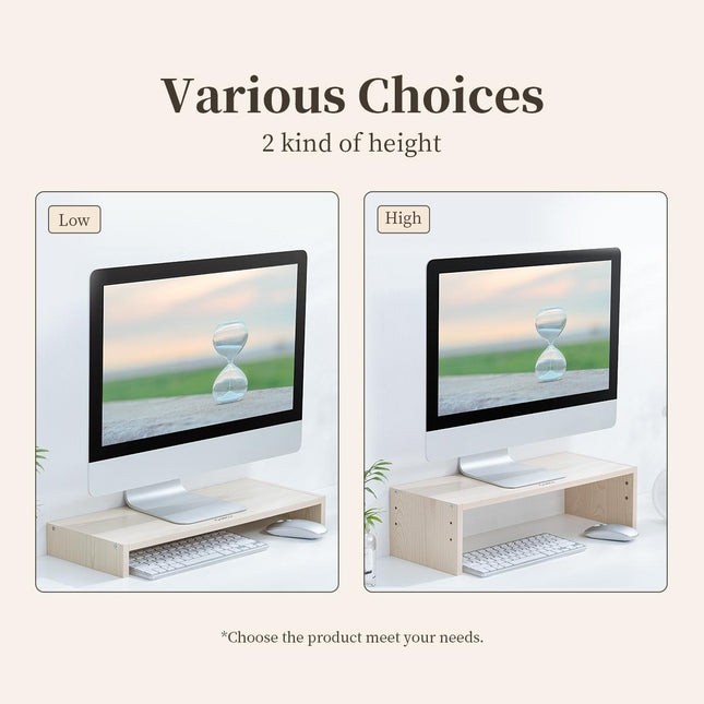 Wood Grain 2-Tier Monitor Stand With Partition-1915197390646808578