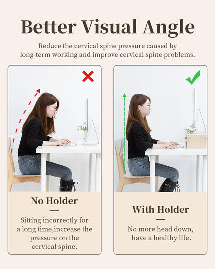 Wood Grain 2-Tier Monitor Stand With Partition-1915197390646808584