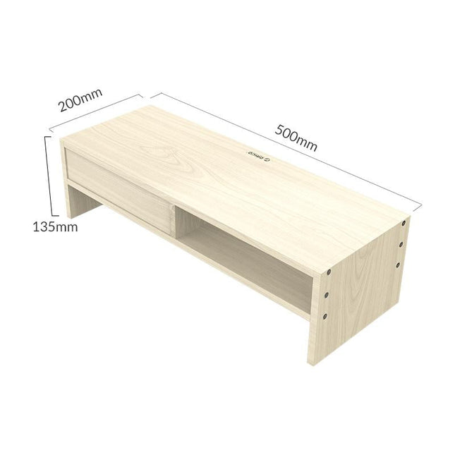 Wood Grain Monitor Stand With Drawer - 2 Layers-1915197507139407876