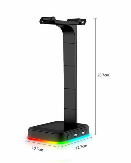 Rgb Gaming Headset Stand With Dual Usb - Black-1915196703061970945