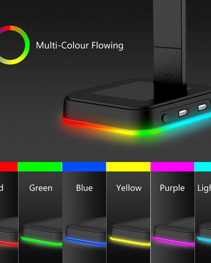 Rgb Gaming Headset Stand With Dual Usb - Black-1915196703061970947