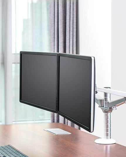 Double Arm Aluminum Desktop Monitor Mount Stand - Compact-1915197682872356865
