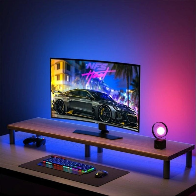 Aluminum Alloy Desktop Monitor Stand With Wooden Plate Riser-1915198420461686785