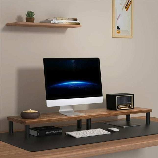 Aluminum Alloy Desktop Monitor Stand With Wooden Plate Riser-1915198420461686787