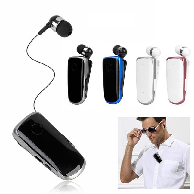 Wireless Bluetooth In-Ear Earphone With Vibrating Alert And Hands-Free Clip - White-1915197850657099777