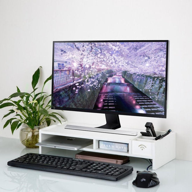 Versatile Desktop Monitor Stand - Sturdy Wood Riser For Laptop Notebook Tv-1915197919238164488