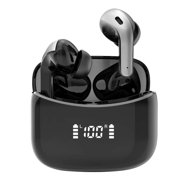 Black Wireless Bluetooth Earphone With Touch Display-1915196860214153222