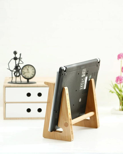 Bamboo Wood Desktop Storage Rack For Computers And Tablets-1915197981548744708