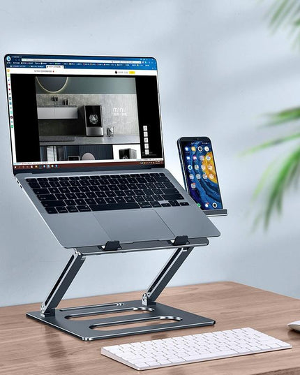 Adjustable Metal Notebook Stand - Gray Desktop Support-1915196691737350145