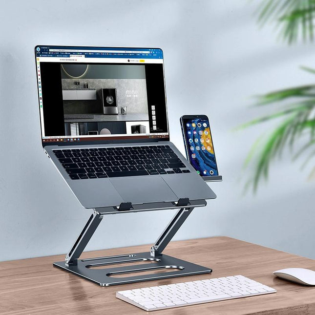 Adjustable Metal Notebook Stand - Gray Desktop Support-1915196691737350145