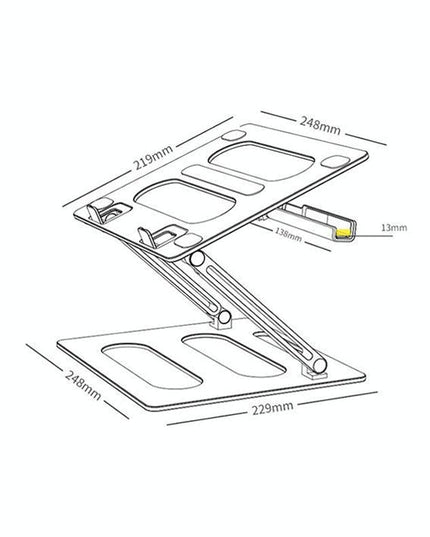 Adjustable Metal Notebook Stand - Gray Desktop Support-1915196691737350146