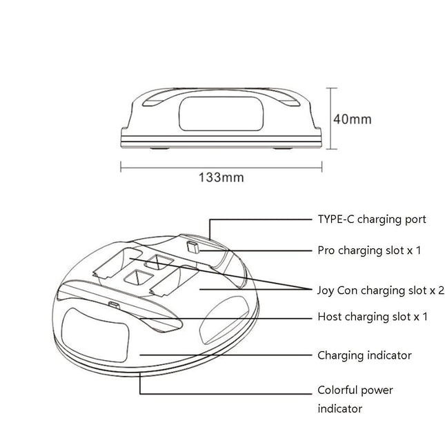 Switch Lite Handle Charger With Colourful Lights-1915197139227643908