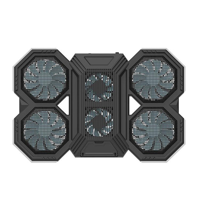 Usb Fan Stand With Phone Holder And Blue Light - 6 Fans-1915198337087311872