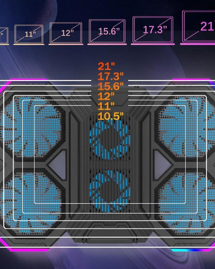 Usb Fan Stand With Phone Holder And Blue Light - 6 Fans-1915198337087311875