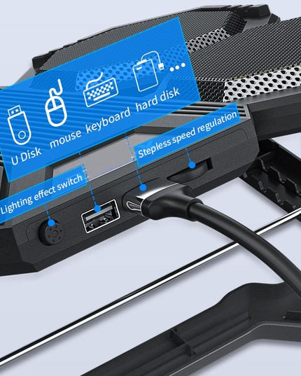 Usb Fan Stand With Phone Holder And Blue Light - 6 Fans-1915198337087311878