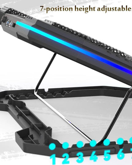 Usb Fan Stand With Phone Holder And Blue Light - 6 Fans-1915198337087311879